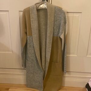 LT Color Block Open Front Long Cardigan Coat